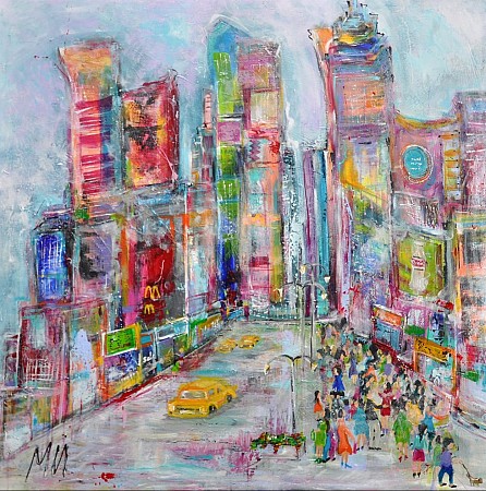 NY Time Square geschilderd door Kunstenares Mir Mirthe Kolkman